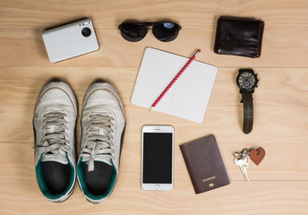overhead shot of men stuff