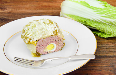 Roll of Cabbage, Eggs, Minced