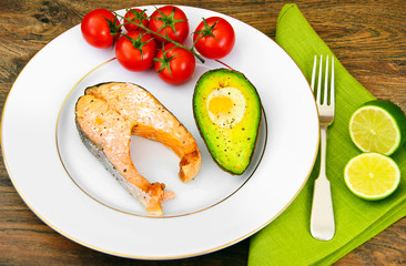 Salmon, lime, cream sauce with spinach