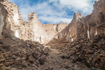 Ruins of a church in a former mining town Pueblo Fantasma, southwestern Bolivia