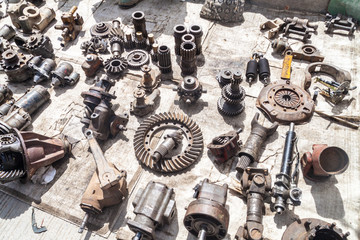 Spare parts of vehicles for sale at a market in El Alto, Bolivia.