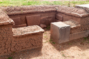 Uncovered grave atTiwanaku ruins, Titicaca region, Bolivia.