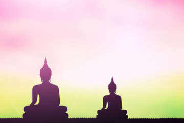 Buddha silhouette Sky background