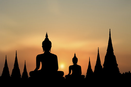 Buddha silhouette Sky background