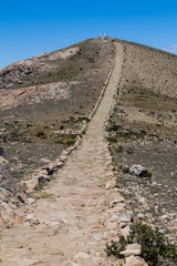 Ancient Inca trail at Isla del Sol (Island of the Sun) in Titicaca lake, Bolivia