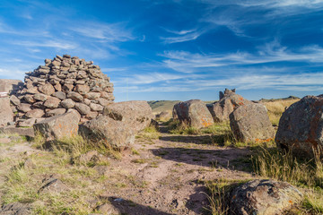 Fototapeta na wymiar Ruins of funerary towers Sillustani, Peru