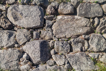 Detail of a stone wall of an agricultural terrace at Machu Picchu ruins, Peru