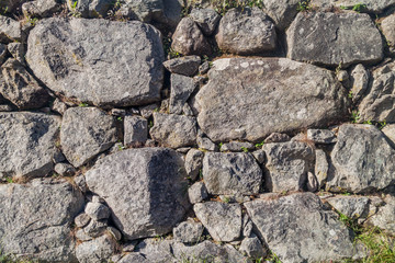 Detail of a stone wall of an agricultural terrace at Machu Picchu ruins, Peru