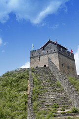 Fototapeta na wymiar The Great Wall of China, under the blue sky white clouds, very b