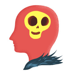 Skull in head cartoon doodle