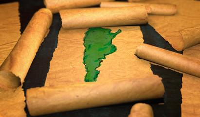 Argentina Map Painting Unfolding Old Paper Scroll 3D