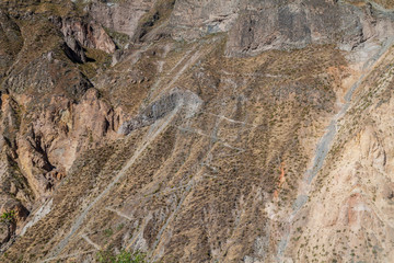 Zig zag path leading to Colca canyon, Peru