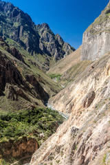 Steep walls of Colca Canyon in Peru