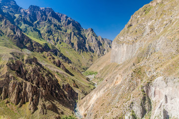 Steep walls of Colca Canyon in Peru