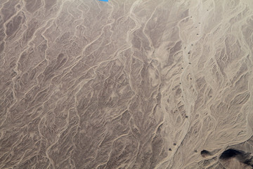 Aerial view of a desert near Nazca, Peru.