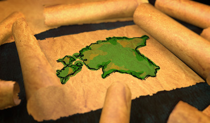 Estonia Map Painting Unfolding Old Paper Scroll 3D