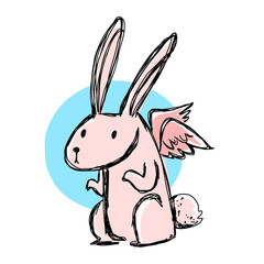 Pink bunny and wing