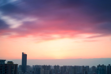 Fototapeta premium city sunset scene