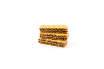 Wafers with chocolate isolated on white background.