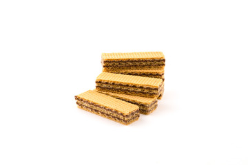 Wafers with chocolate isolated on white background.
