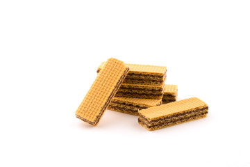 Wafers with chocolate isolated on white background.