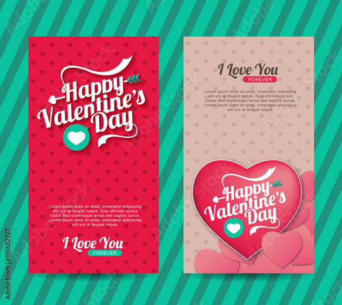 Happy valentines day typography vector design for greeting cards and "A set of Happy Valentines Day banners" Stock image and royalty-free