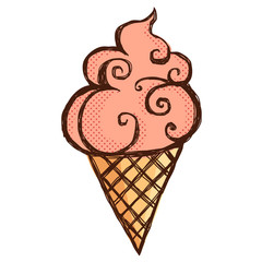 Sweets pink ice creme doodle art