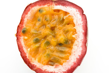 passion fruit cut out close up on a white background