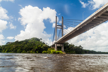 Bridge over river Oyapock (Oiapoque) between French Guiana and Brazil