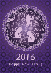 new year greeting card, the Chinese monkey year