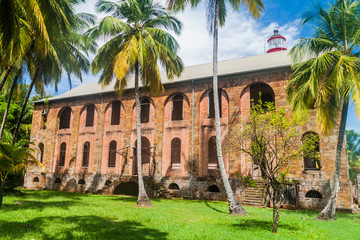 Former penal colony at Ile Royale, one of the islands of Iles du Salut (Islands of Salvation) in...