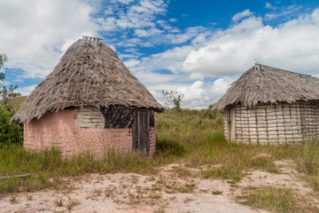 Fototapeta na wymiar Simple houses in an indigenous village in Gran Sabana region of Venezuela