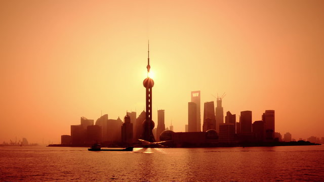 China Shanghai Sunrise,Timelapse.