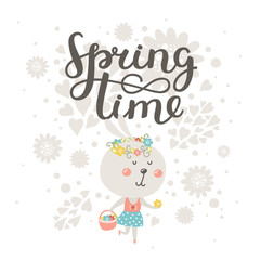 Cute card Spring time with rabbit