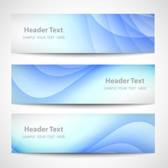 Abstract header blue wave white vector design. card set
