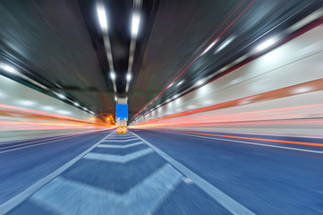 Fototapeta na wymiar Abstract car in the tunnel trajectory