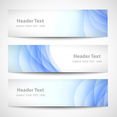 Abstract header blue wave white vector design. card set