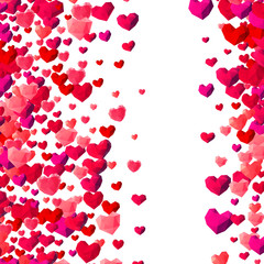 Valentines Day background with scattered triangle hearts