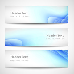 Abstract header blue wave white vector design. card set