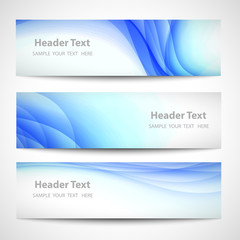 Abstract header blue wave white vector design. card set