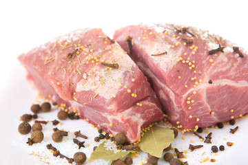 piece of raw meat with spices