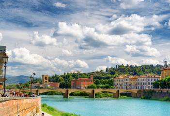 The Ponte alle Grazie over the Arno River, Florence, Italy