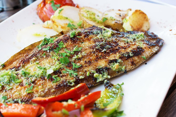 Dorado fish fillet with vegetables