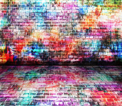 Colorful perspective wall art background