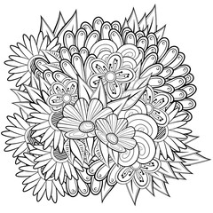 Fototapeta premium Pattern for coloring book. Ethnic retro design