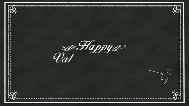 Handwriting concept of 'HAPPY VALENTINE'S DAY' at chalkboard.blackboard.