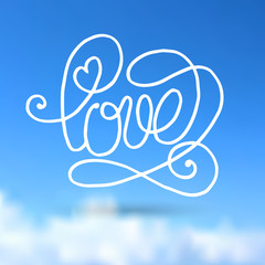 Valentines day  lettering blue card