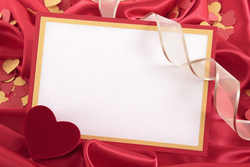 Valentine blank card with ribbon