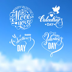 Valentines day calligraphy and lettering collection 