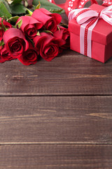 Valentine gift with red roses